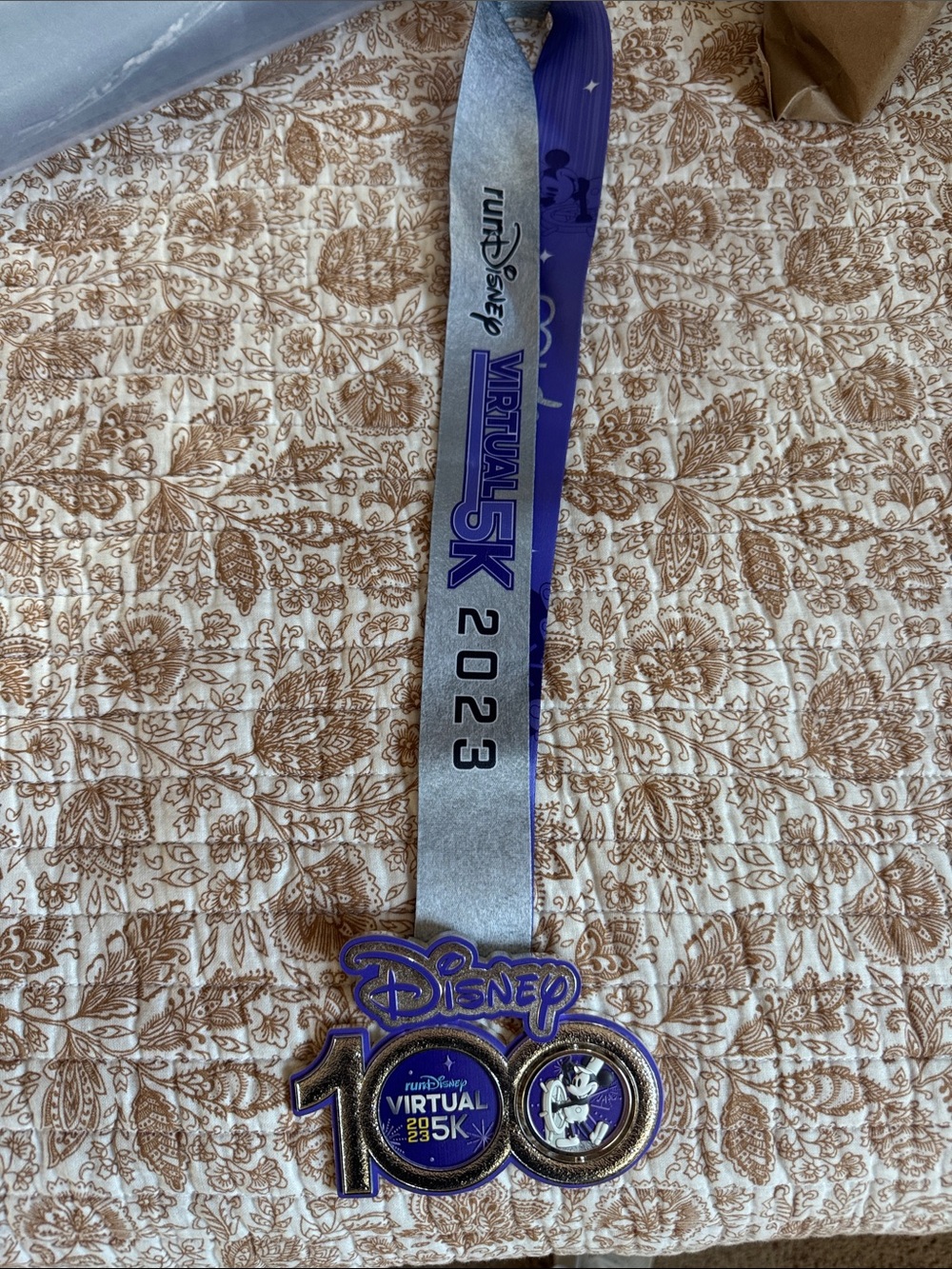 Disney Purple & Silver 2023 Virtual 5K Commemorative Wall Medal